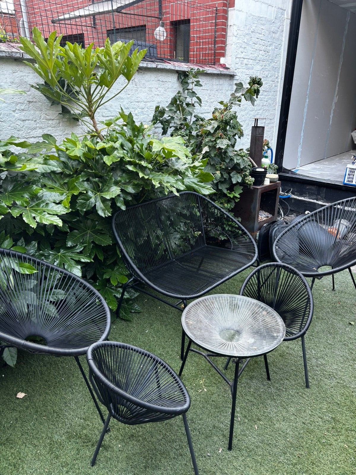 Polirotan zwart set tuinmeubelen, Ophalen, Gebruikt, Bank, Tuinset