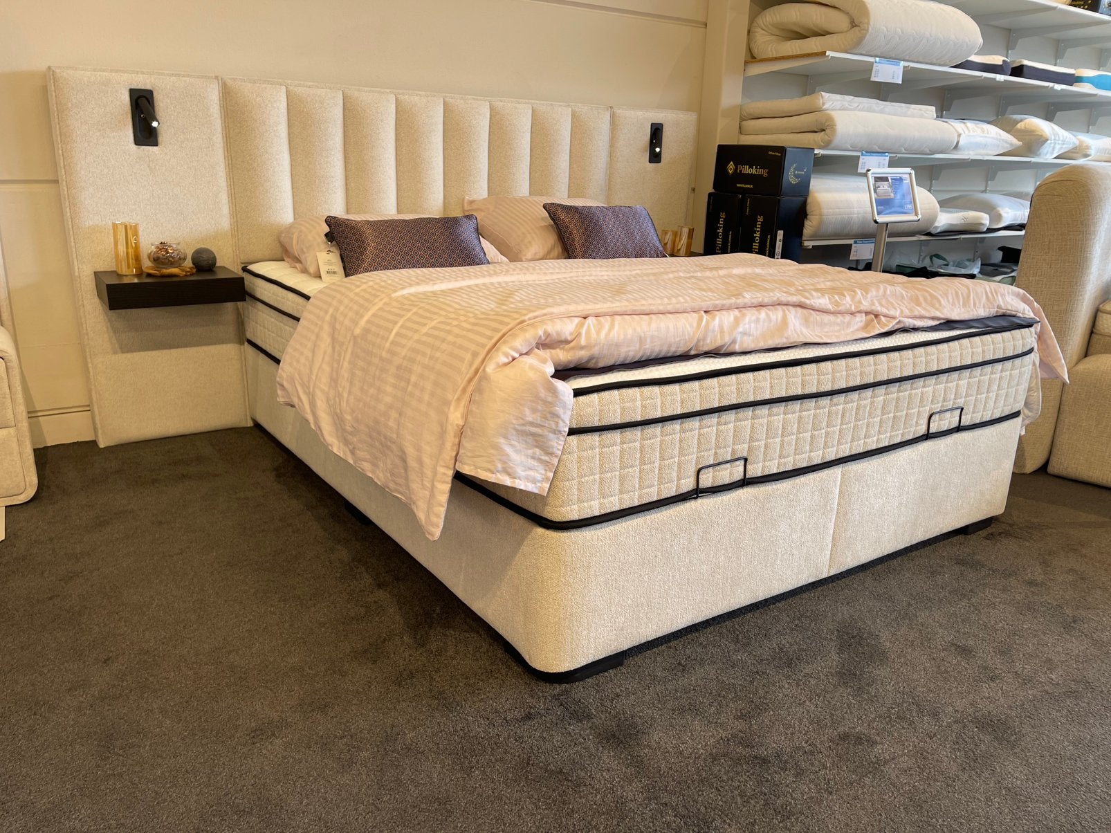 Boxspring Cobe 160x200, Neuf, Enlèvement, 200 cm, Blanc
