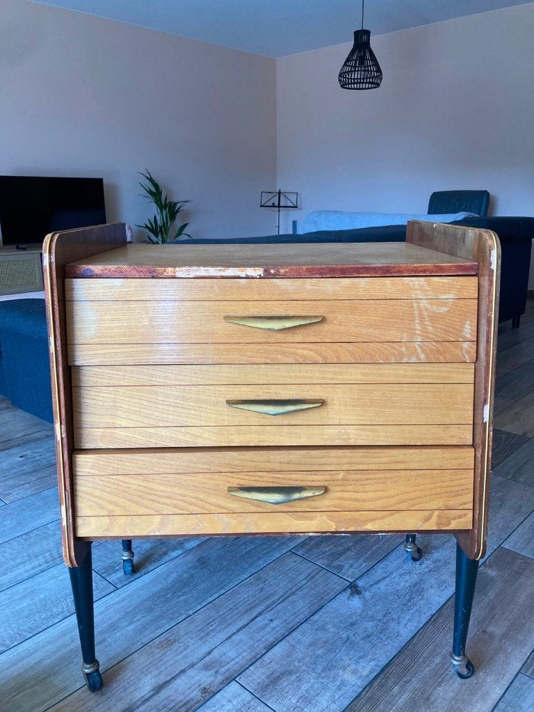 vintage ladenkastje, 3 ou 4 tiroirs, Moins de 100 cm, Vintage, Enlèvement