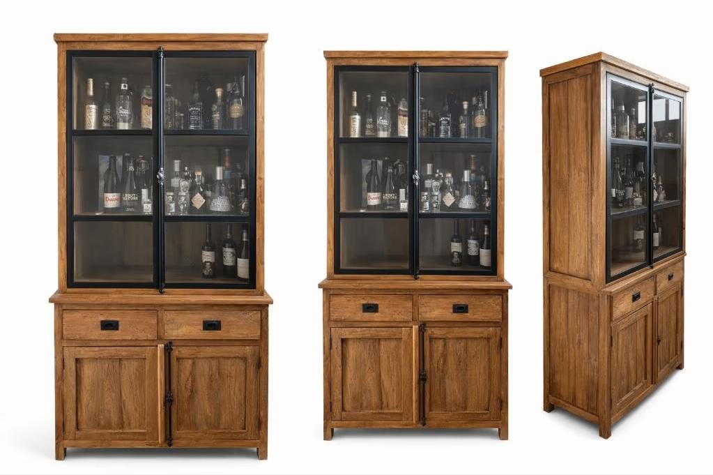 Vitrinekast hout, Ophalen, Modern/huiselijk, 200 cm of meer, 50 tot 100 cm