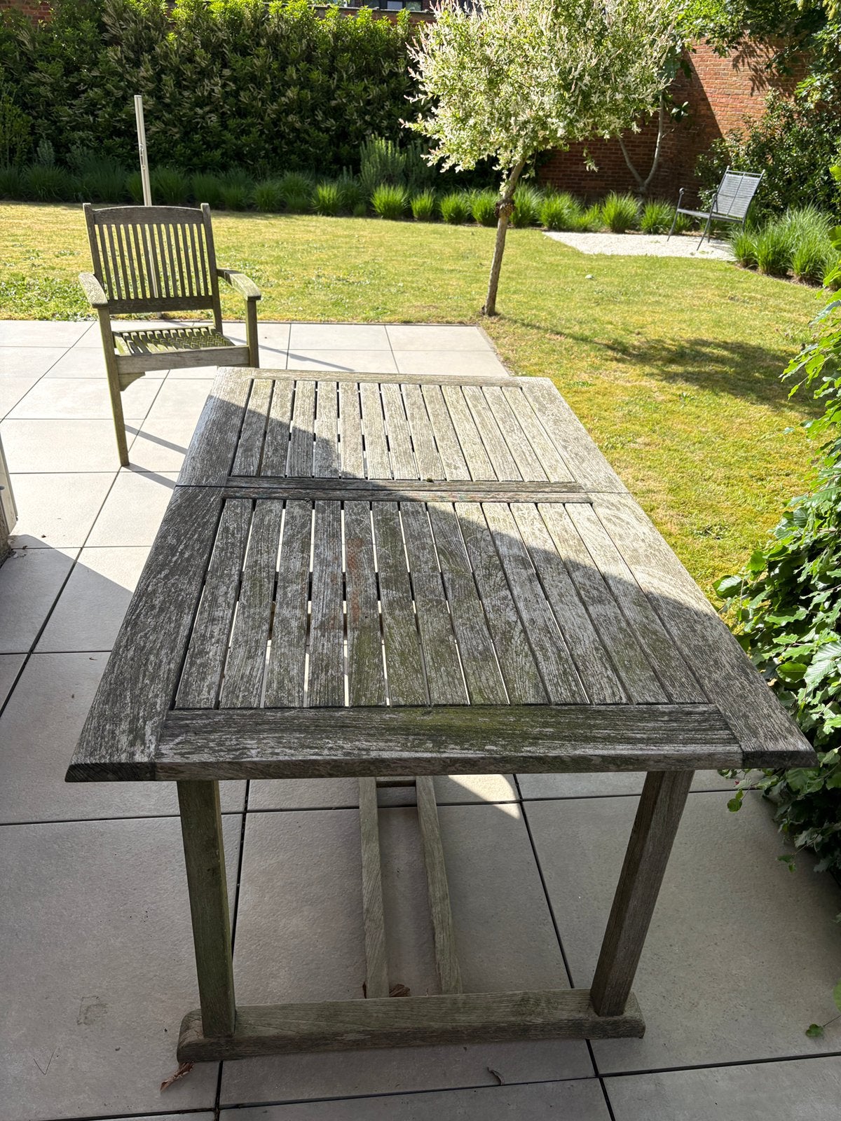 Mooie, stevige Teak tuintafelset Holland Teak Garden, Ophalen, Gebruikt, Rechthoekig, Teakhout