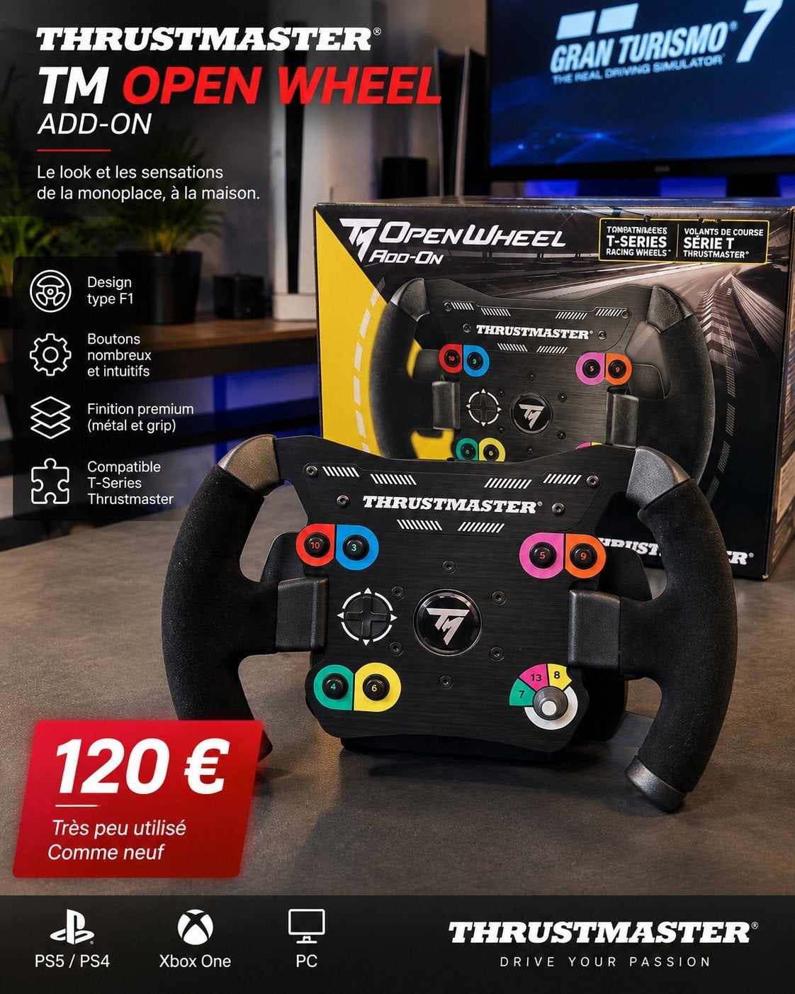 volant Open Wheel Add-On Thrustmaster, Enlèvement, Comme neuf, Volant ou Pédales, PlayStation 4