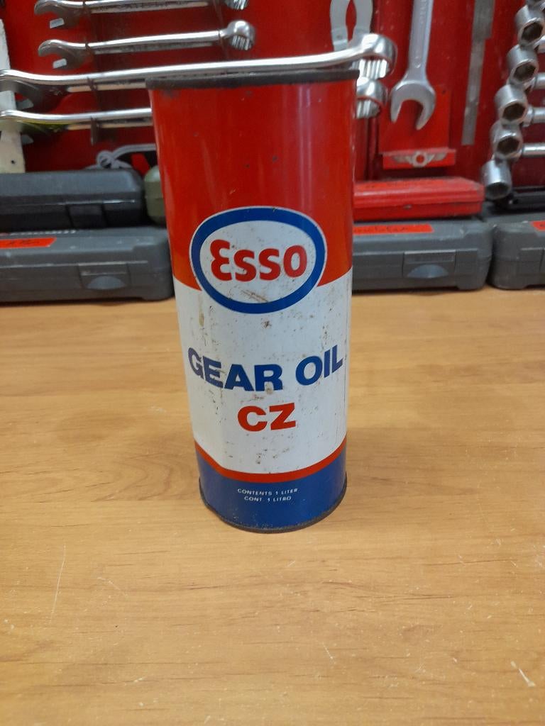 ancien bidon huile plein esso gear oil cz, Envoi, Utilisé, Autres types