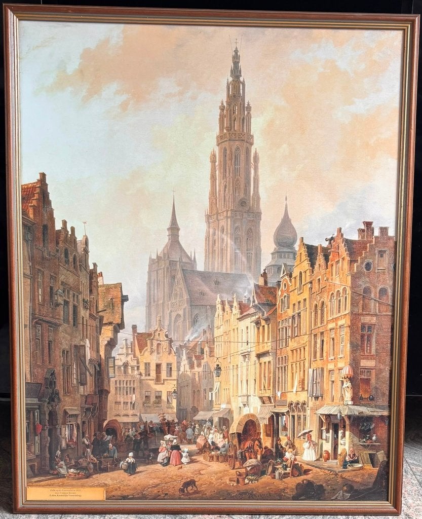 Poster 'Zicht op de Eiermarkt in 1835', Collections, Posters & Affiches, Rectangulaire vertical, A1 jusqu'à A3, Enlèvement, Utilisé
