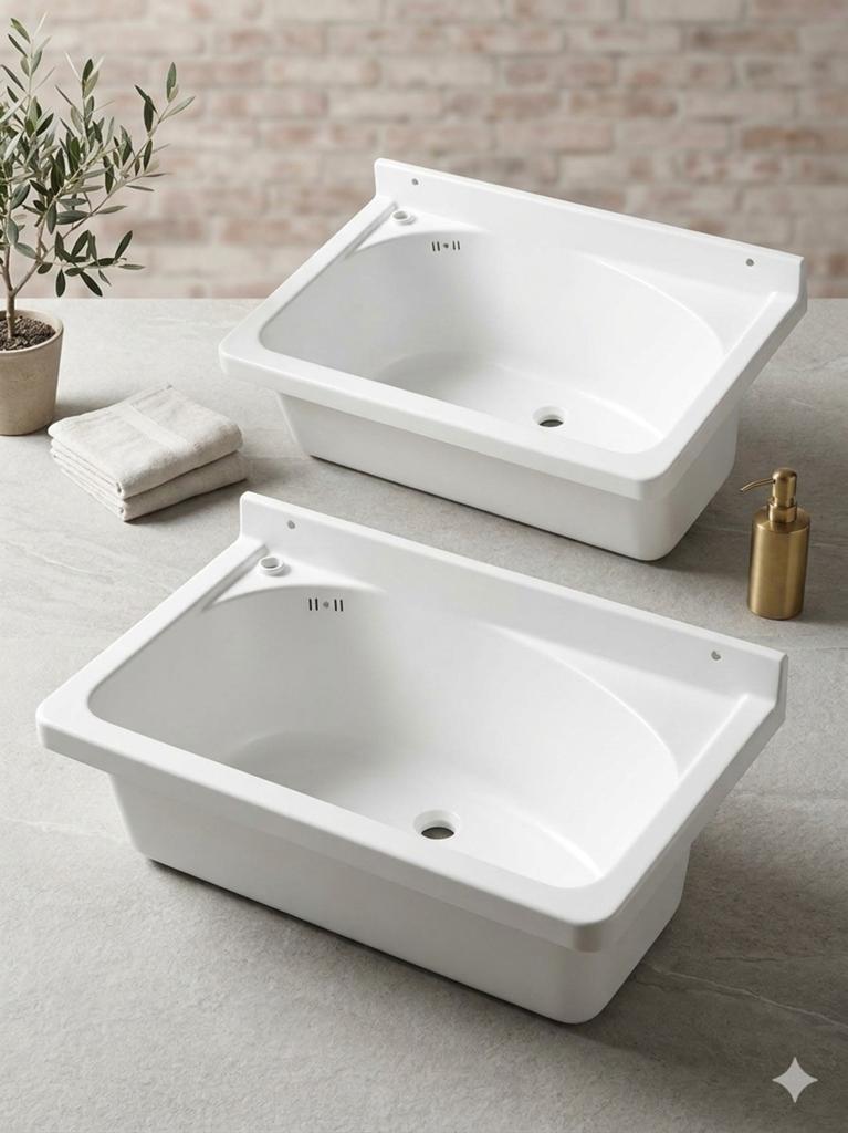 Paire de Vasques d'Extérieur en Acrylique – 72 cm/ 2 Pièces, Blanc