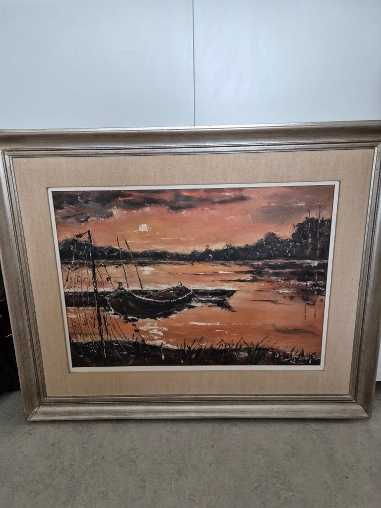 Schilderij, Antiquités & Art, Peinture acrylique, Paysage, Enlèvement, Cadre spécial