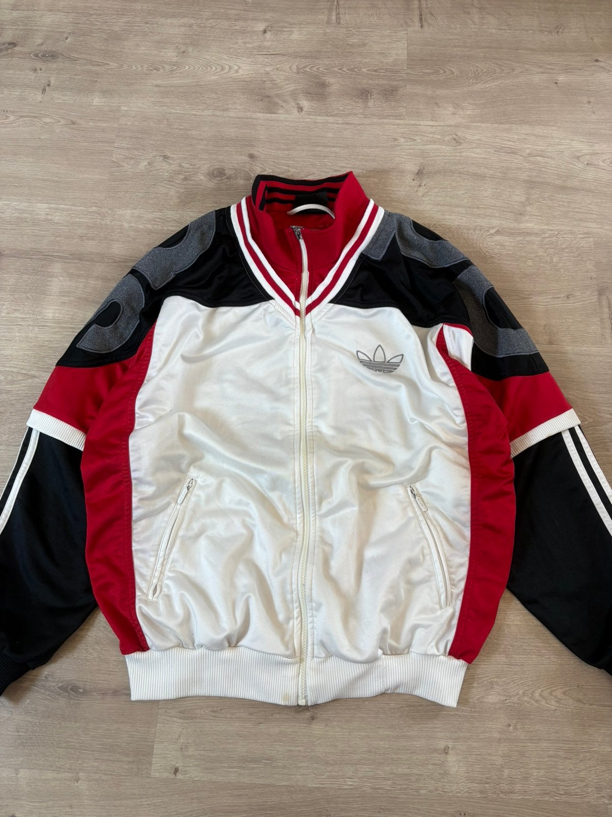 Veste homme adidas L vintage 90s’ rouge blanc, Ophalen of Verzenden, Gedragen, Maat 52/54 (L), Rood
