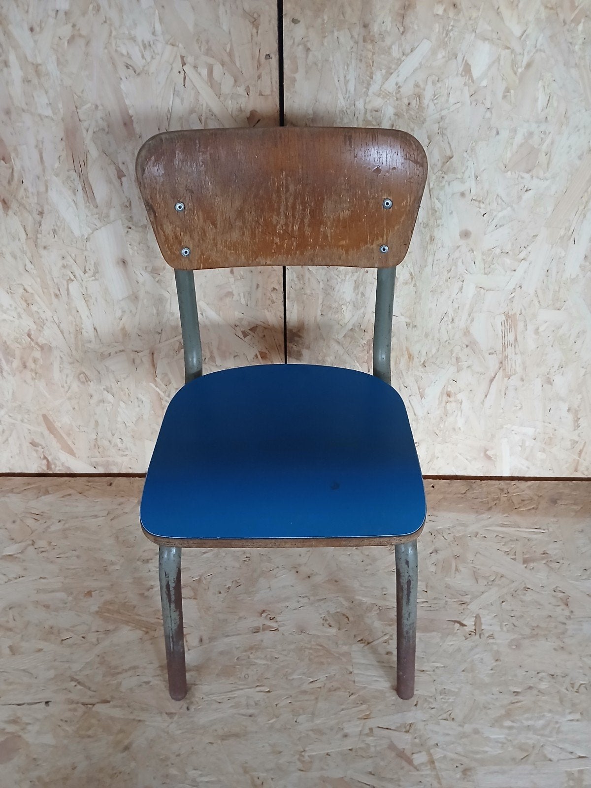 Chaise d'école vintage Tubax 1965, bleue, Maison & Meubles, Enlèvement, Utilisé, Bleu