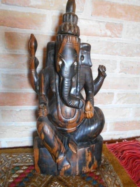 ganesha, statue indienne en bois de coromandel, Antiquités & Art, Statue, Bois, Enlèvement ou Envoi, Asie