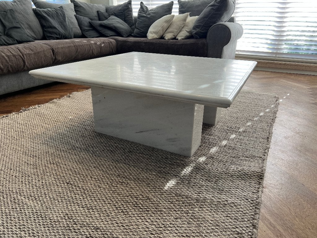 Massief marmeren salontafel - carrara marmer - 100x100cm, Huis en Inrichting, Ophalen, Overige materialen, Vierkant, Marmer