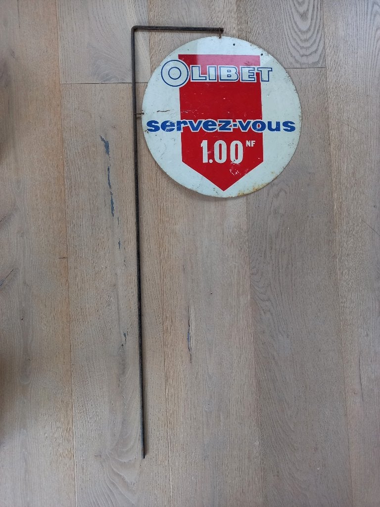 metalen reclamebord voor Biscuits OLIBET ca 1960, Verzamelen, Ophalen of Verzenden, Gebruikt, Reclamebord