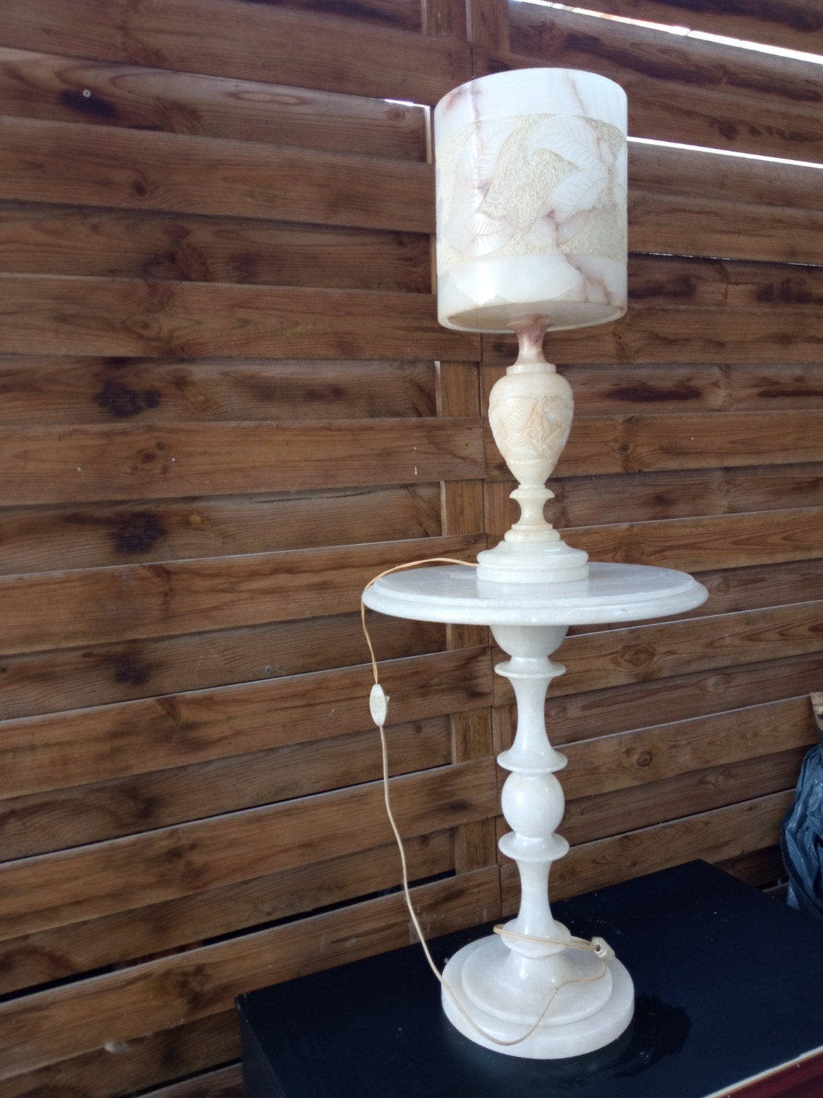 Vintage albasten tafellamp met bijzettafel jaren 60-70, Antiek en Kunst, Ophalen