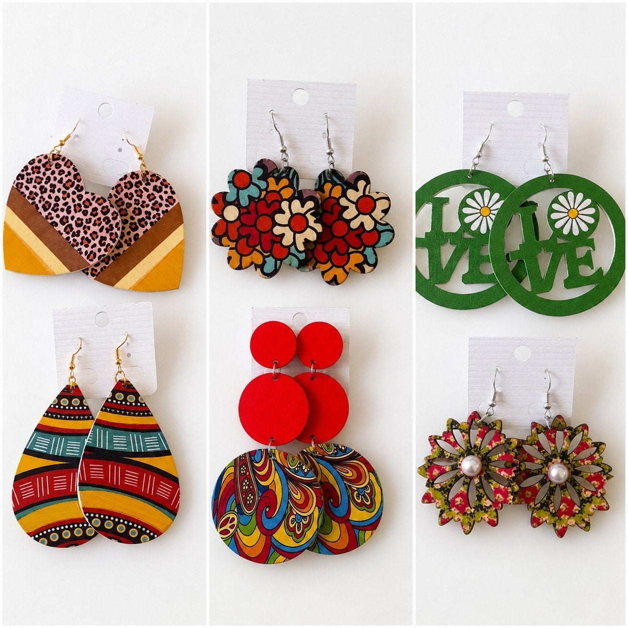 Kleurrijke statement oorbellen, Handtassen en Accessoires, Oorbellen, Overige materialen, Hangers, Overige kleuren, Nieuw
