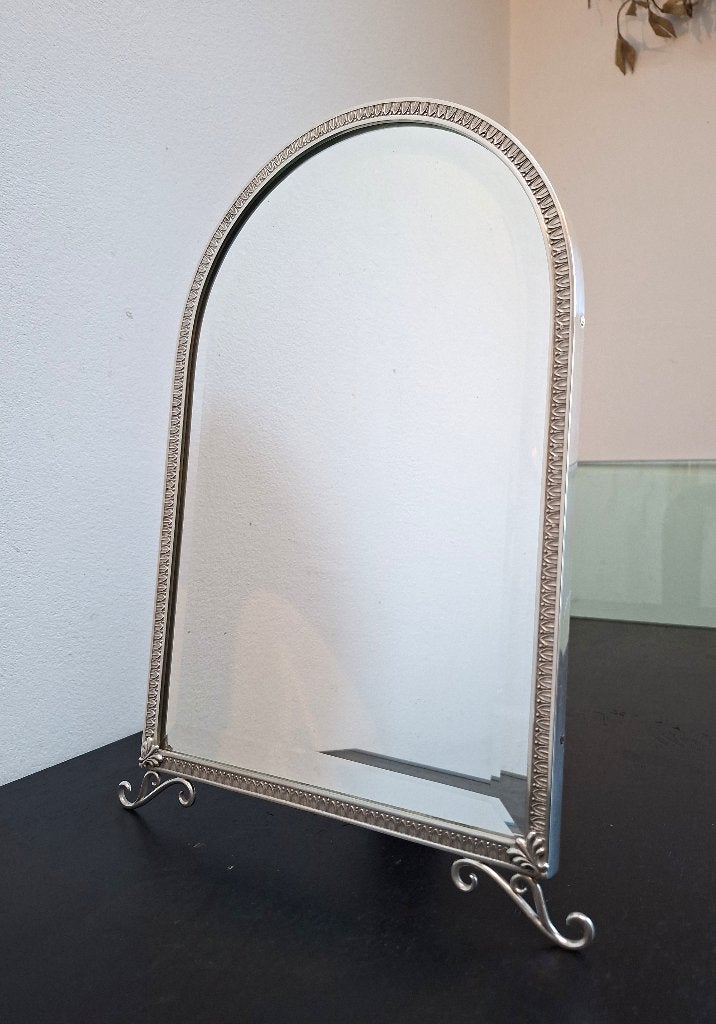 ANTIEKE TAFEL SPIEGEL DELHEID FRERES A835 ZILVER, Antiek en Kunst, Ophalen of Verzenden