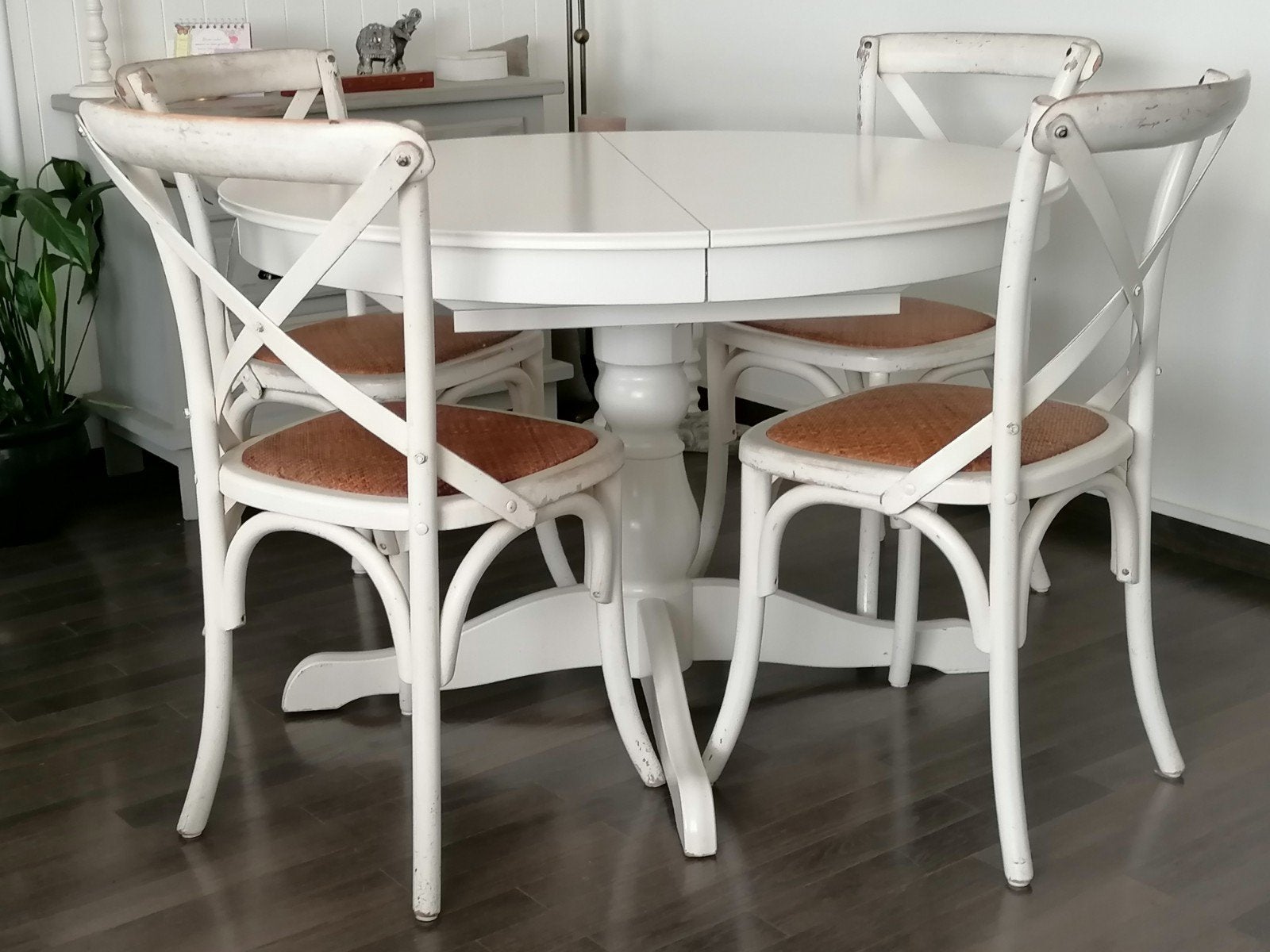 Vintage stoelen met rotan zitting, Landelijk, Enlèvement, Utilisé, Bois
