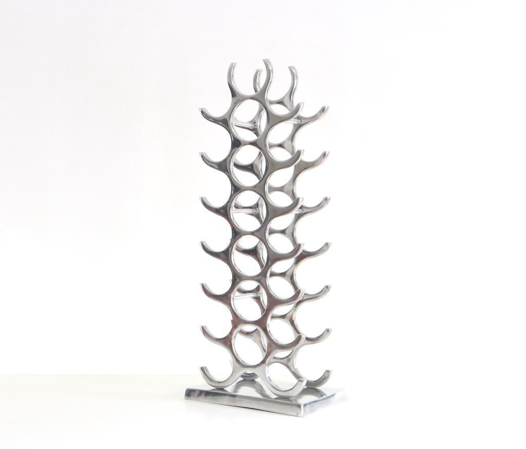 Michael Noll Design wijnrek gemaakt van gepolijst aluminium, Ophalen, Zo goed als nieuw, Metaal