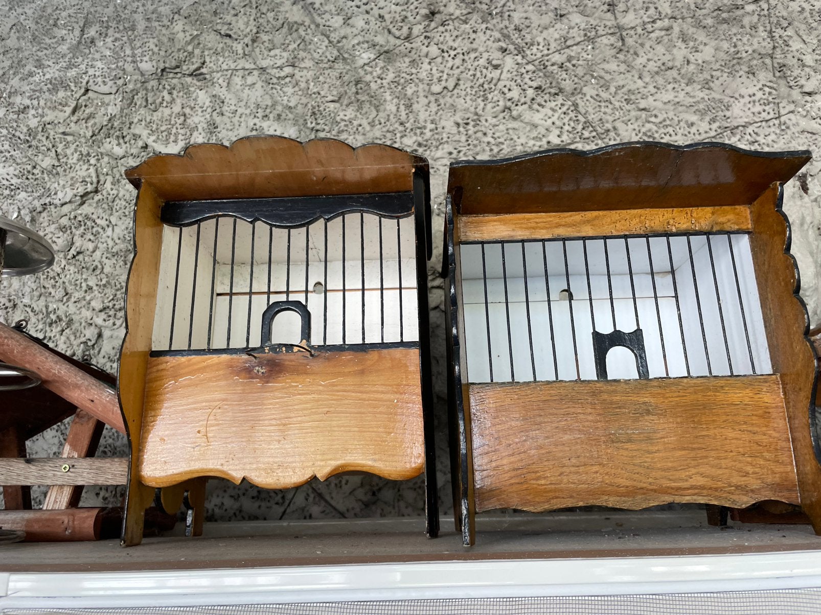 Ensemble d’anciennes cages d’oiseleur ( attirer des oiseaux), Enlèvement, Utilisé, Bois, Cage à oiseaux