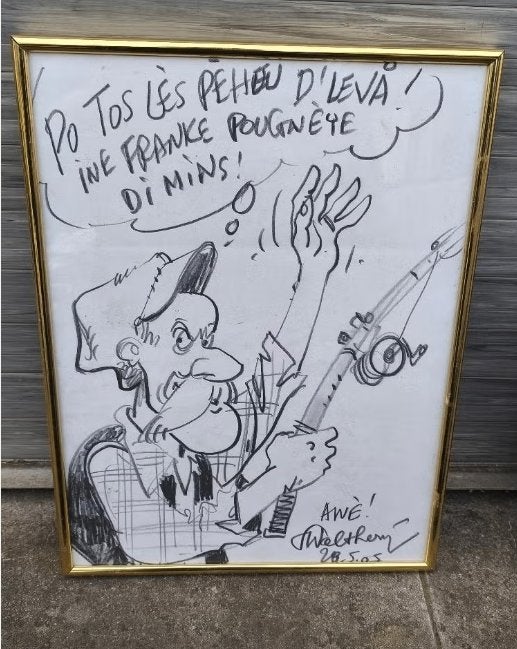 Dessin caricature signe Walthery, Antiek en Kunst, Kunst | Tekeningen en Fotografie, Ophalen of Verzenden, Tekening