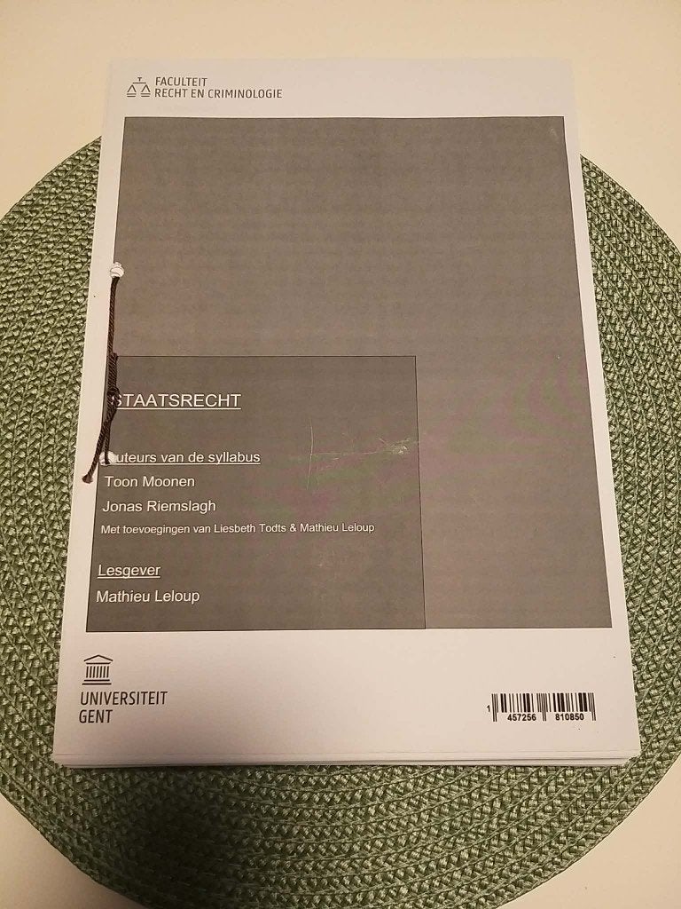 Cursus Staatsrecht Rechten UGent, Boeken, Studieboeken en Cursussen, Ophalen, Zo goed als nieuw, Hoger Onderwijs