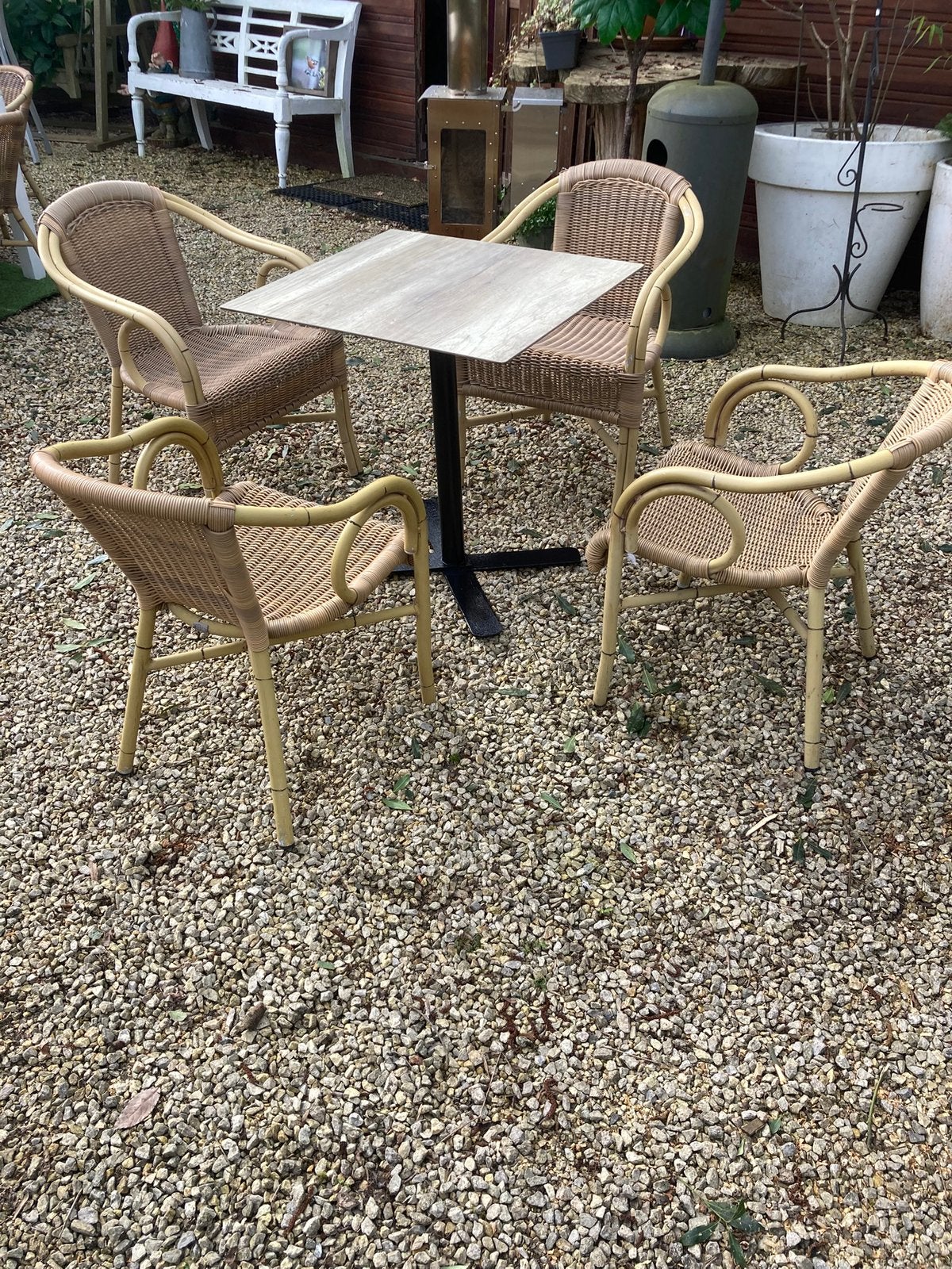 Inklapbare bistrotafel en 4 stoelen, Ophalen, Zo goed als nieuw, Stoel