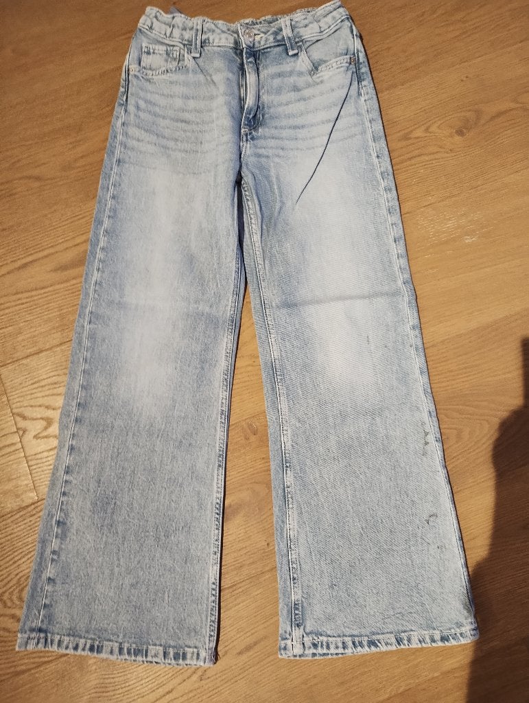Jeansbroek wijde pijpen maat 140, Kinderen en Baby's, Kinderkleding | Maat 140, Ophalen, Gebruikt, Jongen of Meisje, Broek