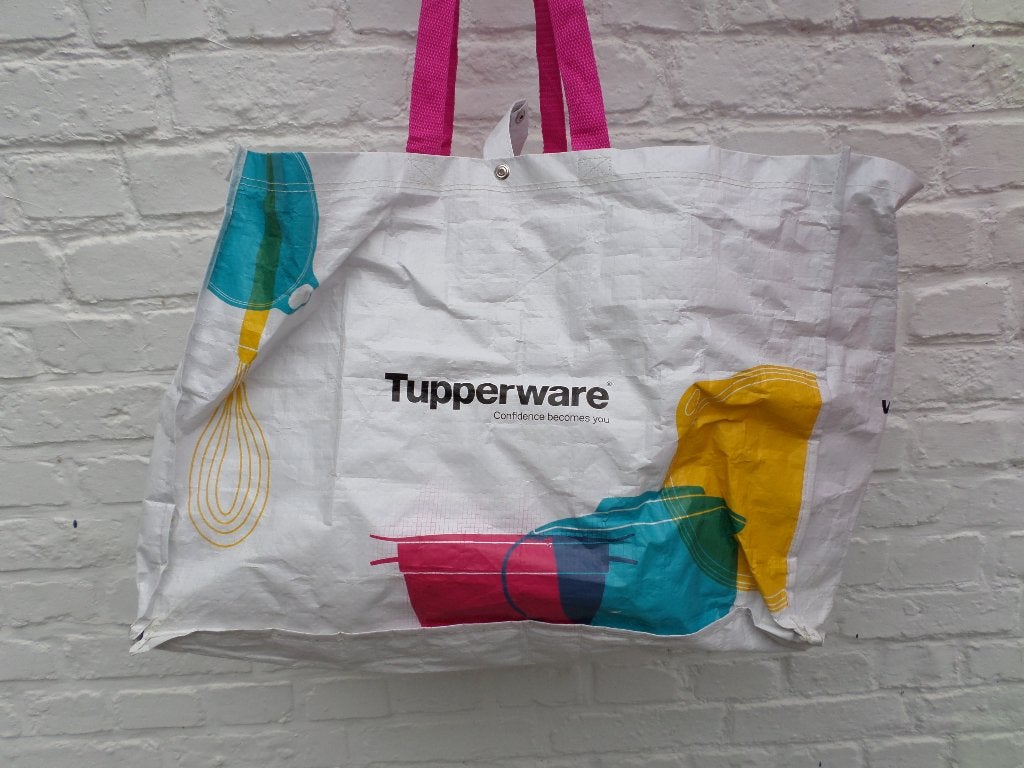 Tupperware grote plastic draagtas, Ophalen of Verzenden, Gebruikt, Wit, Shopper