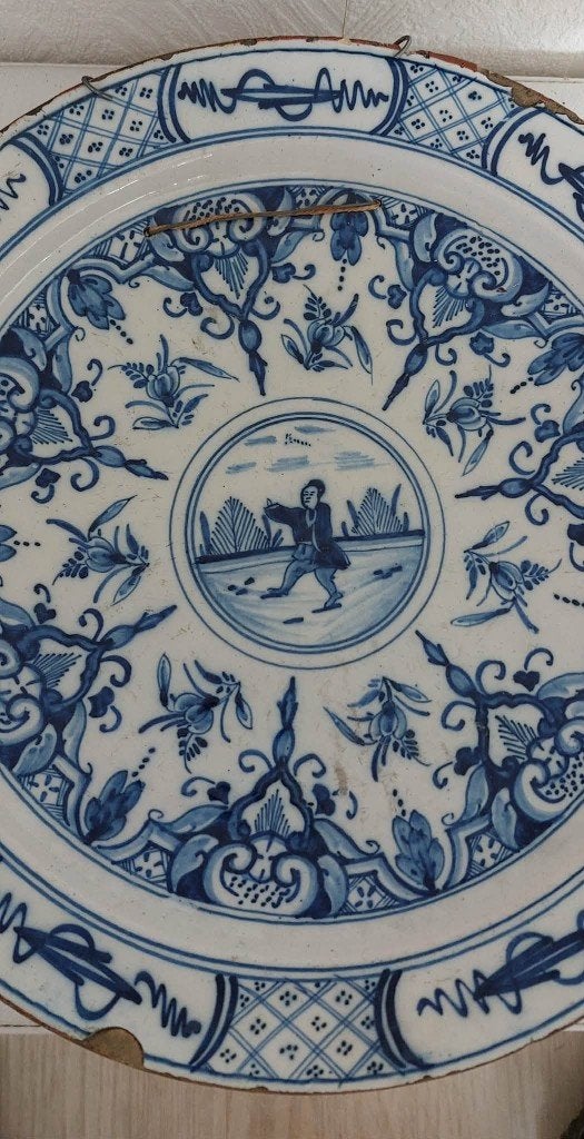 grande assiette delf 18e, Antiquités & Art, Enlèvement
