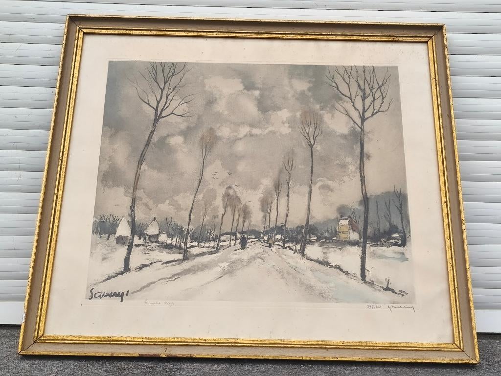 Gravure après saverys signe Roger hebbelinck, Enlèvement ou Envoi, Gravure