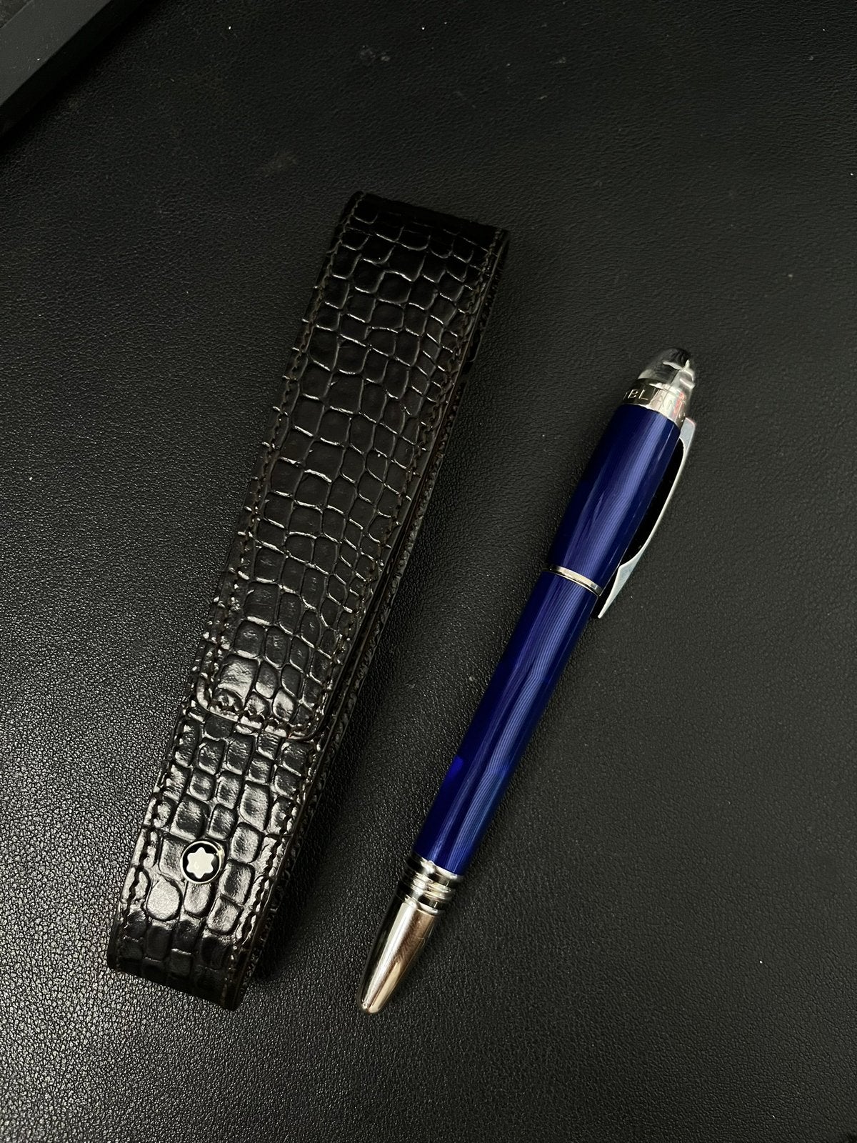 Stylo Montblanc Starwalker Cool Blue Étui en cuir Montblanc, Collections, Enlèvement ou Envoi, Avec boîte, Stylo, Comme neuf