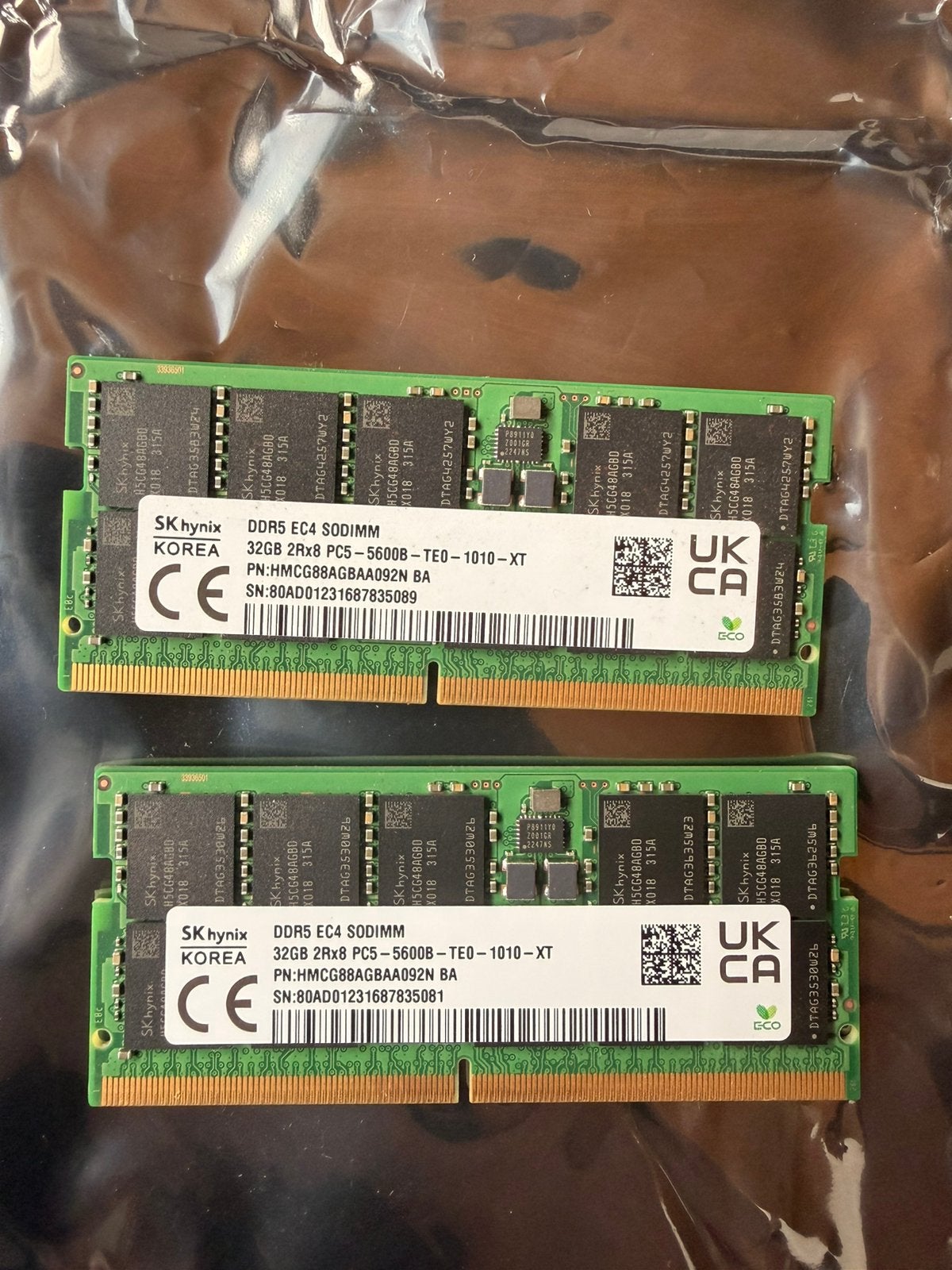 SK Hynix 2x32GB DDR5 SODIM, Computers en Software, Ophalen, Zo goed als nieuw, DDR5, 64 GB