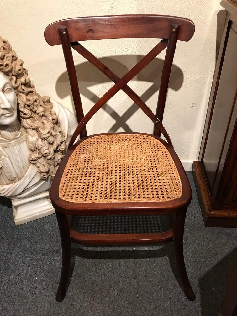 4 nieuwe stoelen flamant Crossed mahonie met rieten zitting, Ophalen, Nieuw, Bruin, Overige typen