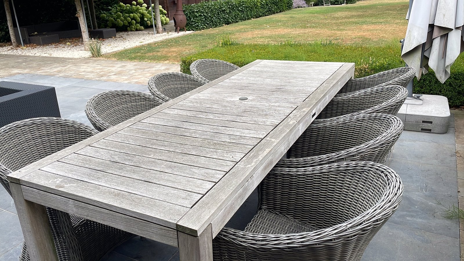 Table en teck 2m80, Jardin & Terrasse, Tables de jardin, Enlèvement, Utilisé, Rectangulaire, Bois de teck