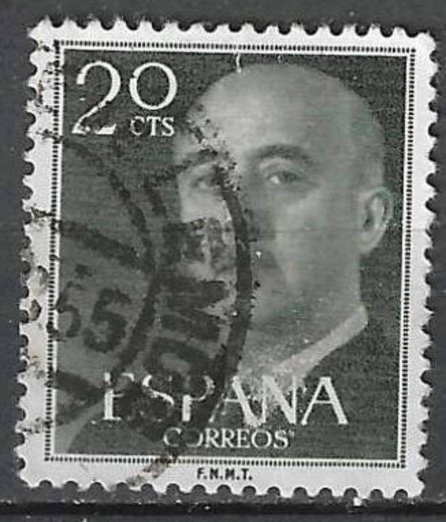 Spanje 1955-1958 - Yvert 856 - Generaal Franco - 20 c. (ST), Postzegels en Munten, Postzegels | Europa | Spanje, Verzenden, Gestempeld