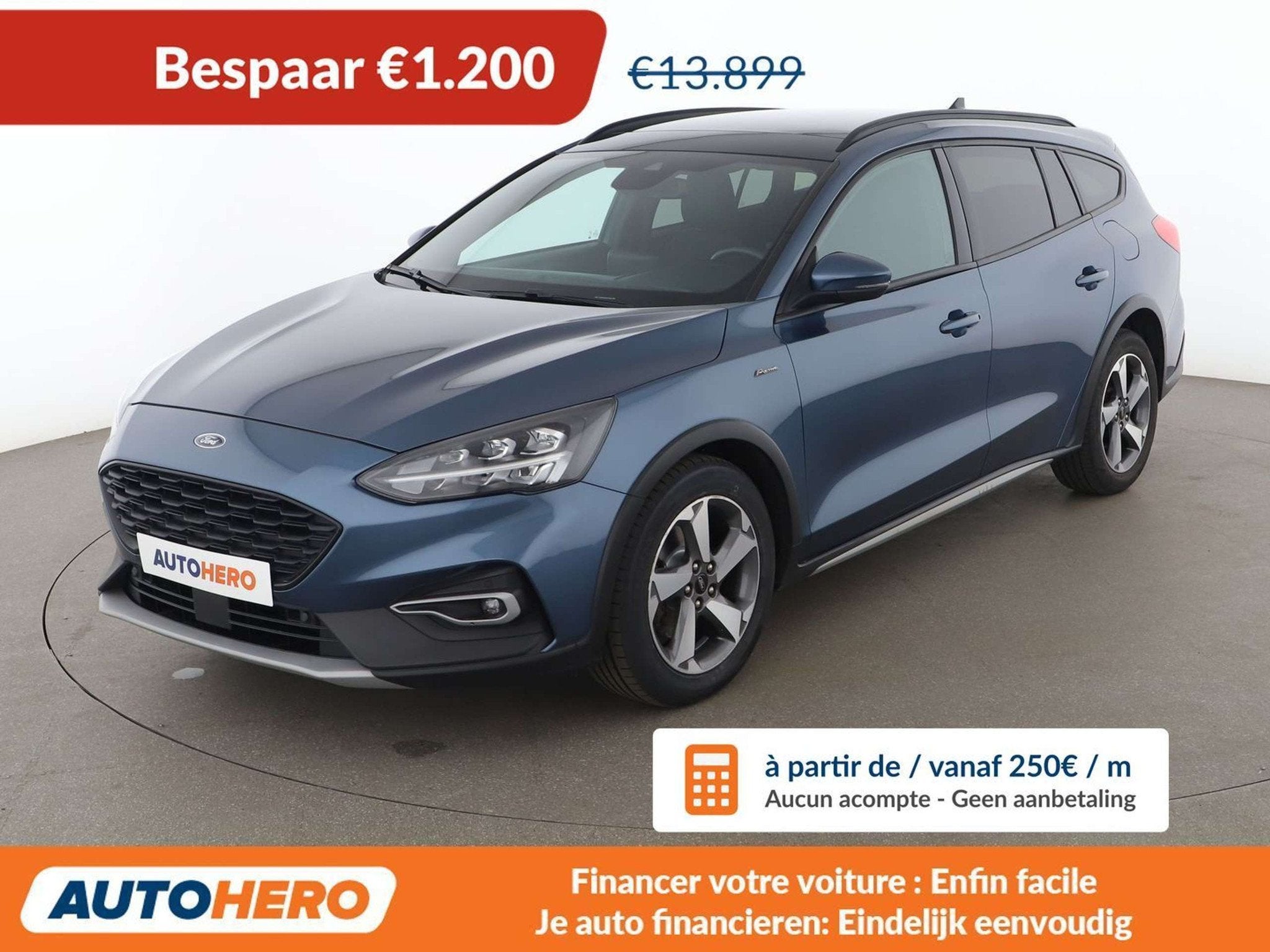 Ford Focus 1.0 EcoBoost Active (bj 2020), Auto's, Gebruikt, Blauw, 5 deurs, 92 kW