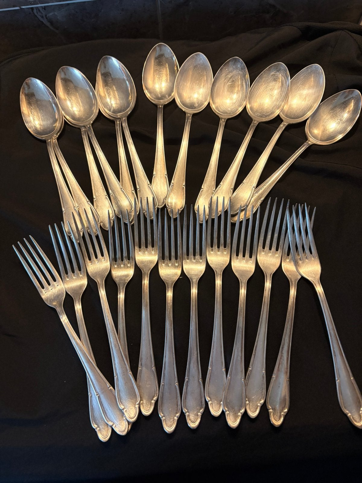 Louis XVI zilveren bestek met vork en lepel, Ophalen, Zo goed als nieuw, Zilver