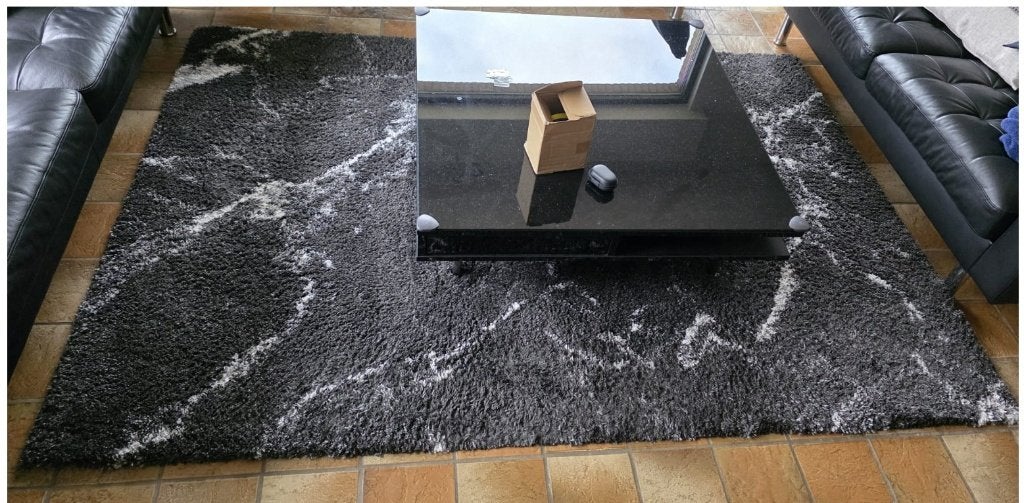 IKEA Rorup tapijt 160x230cm laagpolig zwart marmerpatroon, Huis en Inrichting, Stoffering | Tapijten en Vloerkleden, Ophalen, Gebruikt