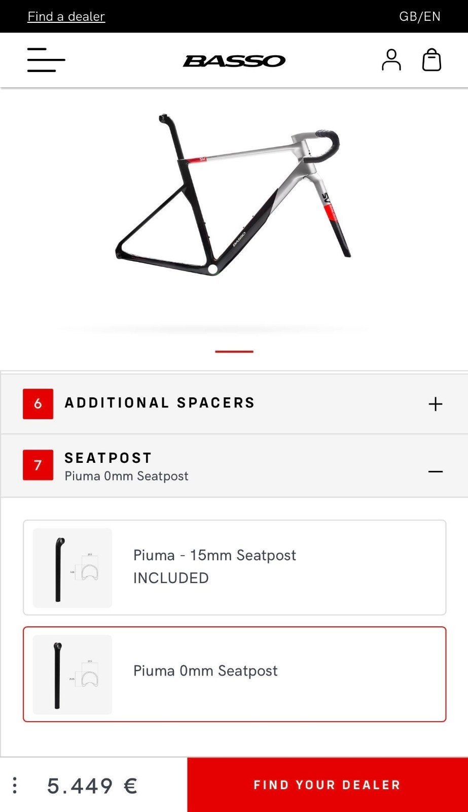 Basso SV Framesets size 53, Ophalen