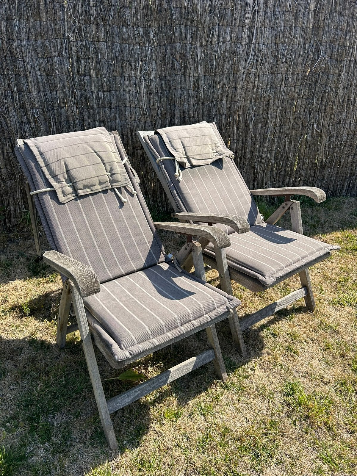 Tuinstoelen teak met kussens, Tuin en Terras, Ligbedden, Ophalen, Gebruikt
