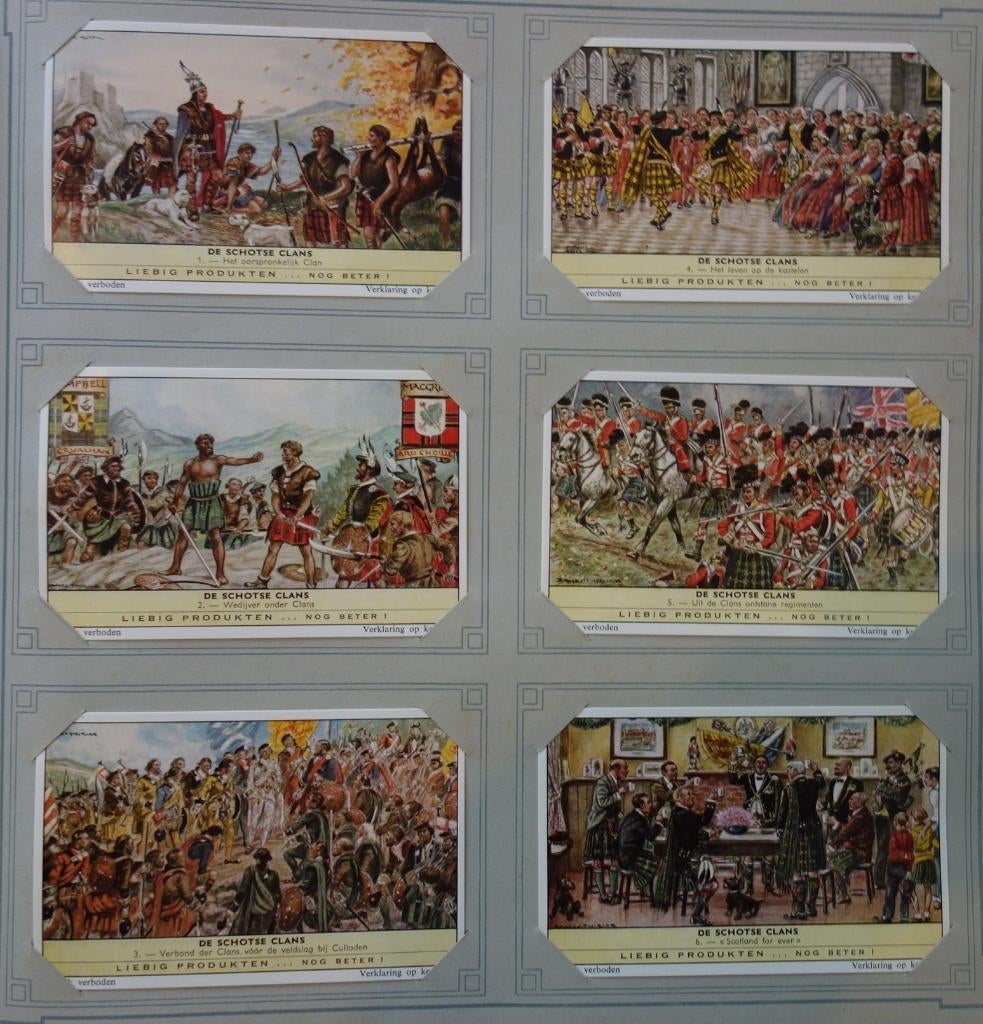 Set Liebig Prenten De Schotse clans (1961)., Verzamelen, 1960 tot 1980, Zo goed als nieuw, Prent, Buitenland