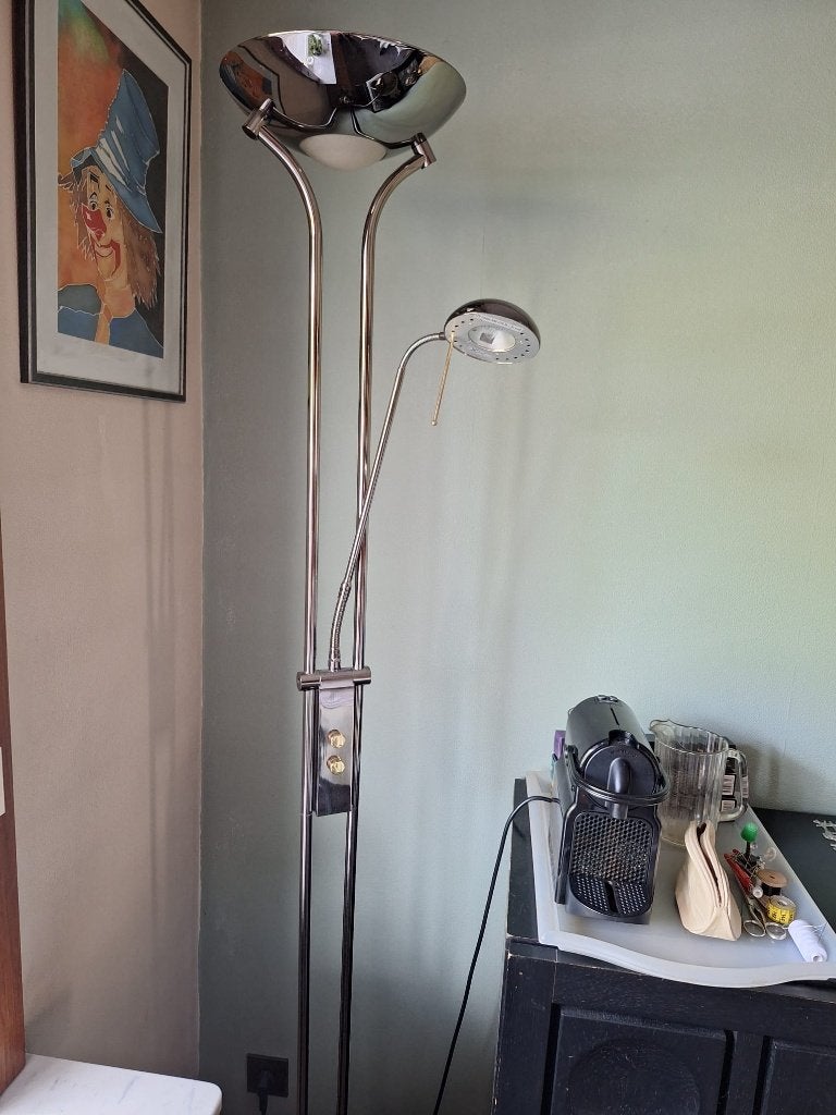 Staande lamp met leeslamp, Ophalen, Gebruikt, Metaal, 150 tot 200 cm