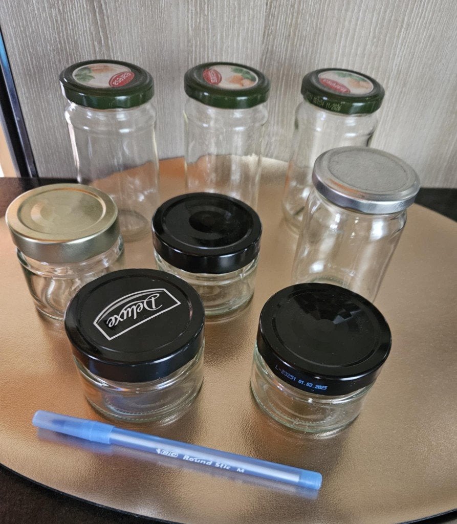 Lot de 8 petits bocaux pots en verre, Enlèvement ou Envoi, Utilisé, Verre, Récipient(s)