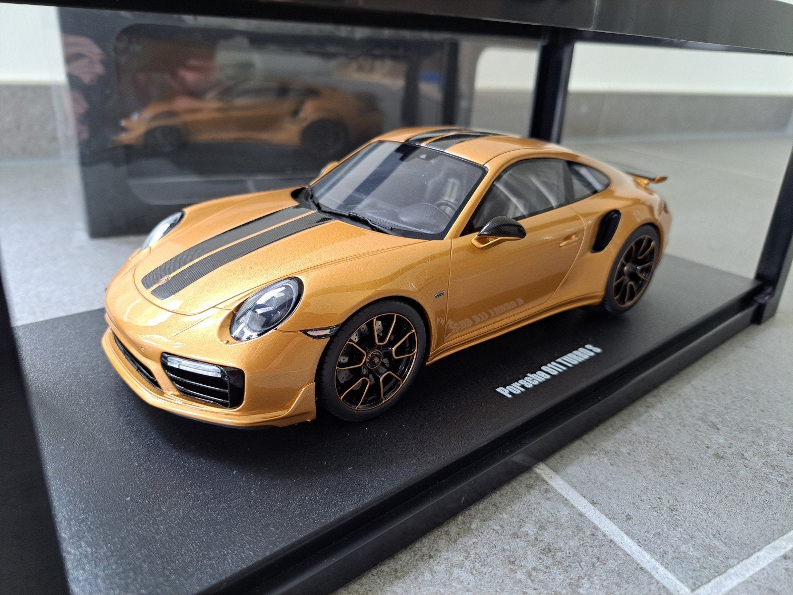 Porsche 911 991 Turbo S Gold GT444 GT Spirit 1/18 Nieuw, Ophalen of Verzenden, Nieuw, Auto, Overige merken