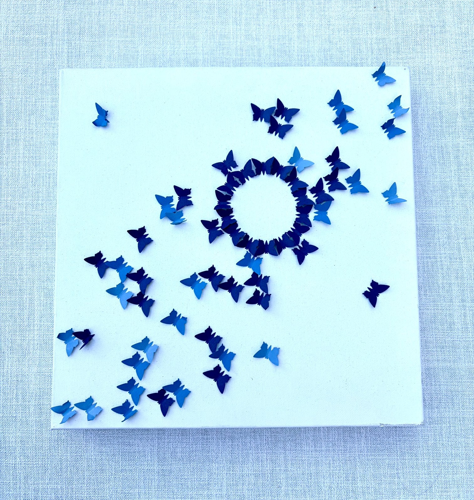 Œuvre d'art sur toile, papillons en papier, Antiquités & Art, Enlèvement ou Envoi