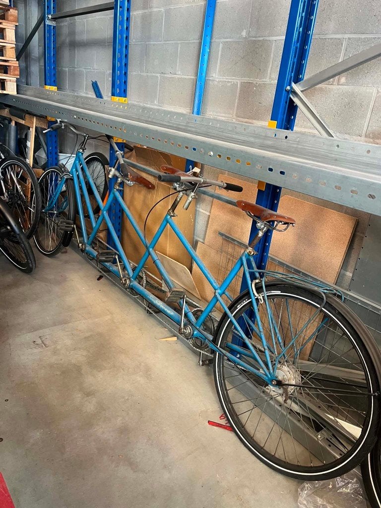 Tridem tandem, Fietsen en Brommers, Fietsen | Tandems, Gebruikt, Minder dan 10 versnellingen, Velgrem, Ophalen
