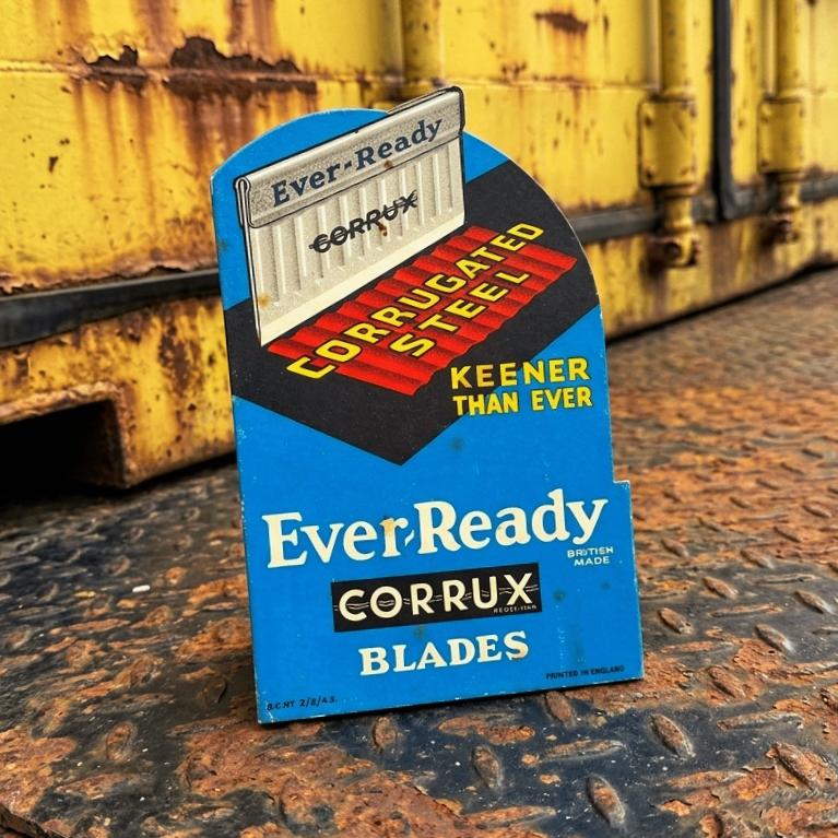 Oud Engels Reclamebord Ever-Ready Scheermesjes Vintage Brits, Envoi, Utilisé, Panneau publicitaire