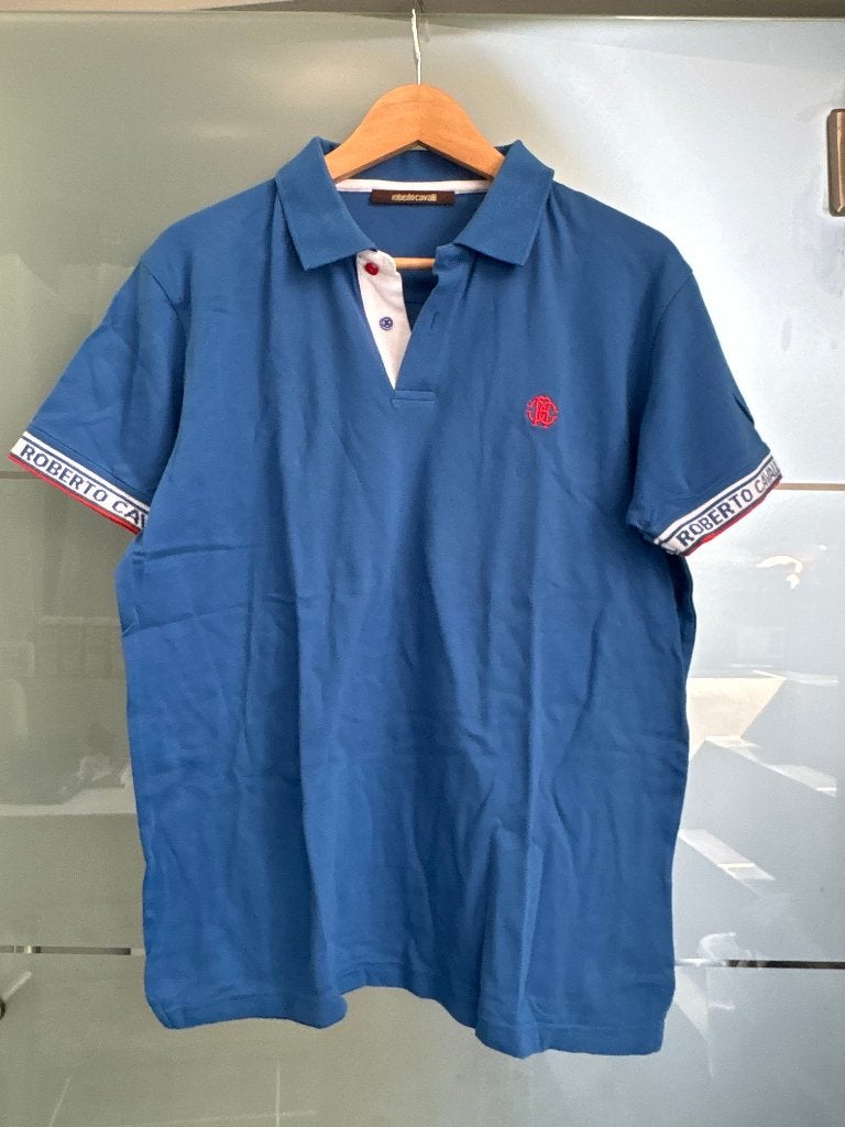Roberto Cavalli - Polo - Maat XL, Blauw, Maat 56/58 (XL), Ophalen of Verzenden, Zo goed als nieuw