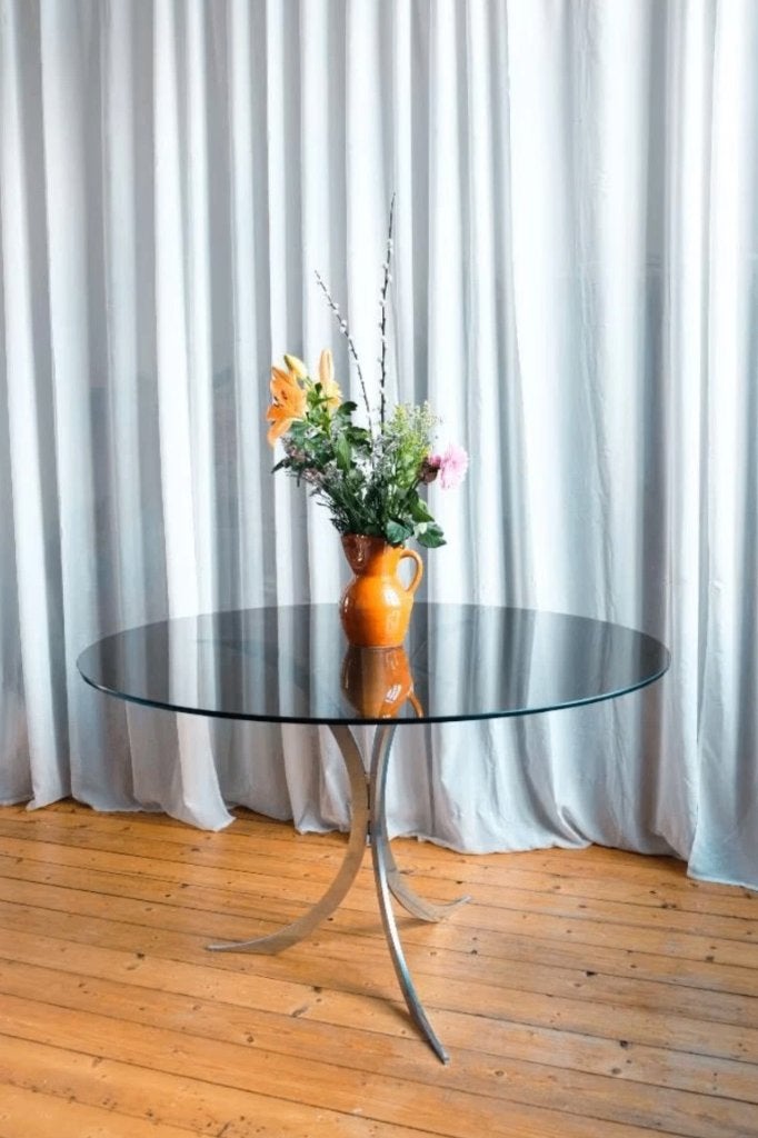 Glazen eettafel, Ophalen, Gebruikt, 50 tot 100 cm, 100 tot 150 cm