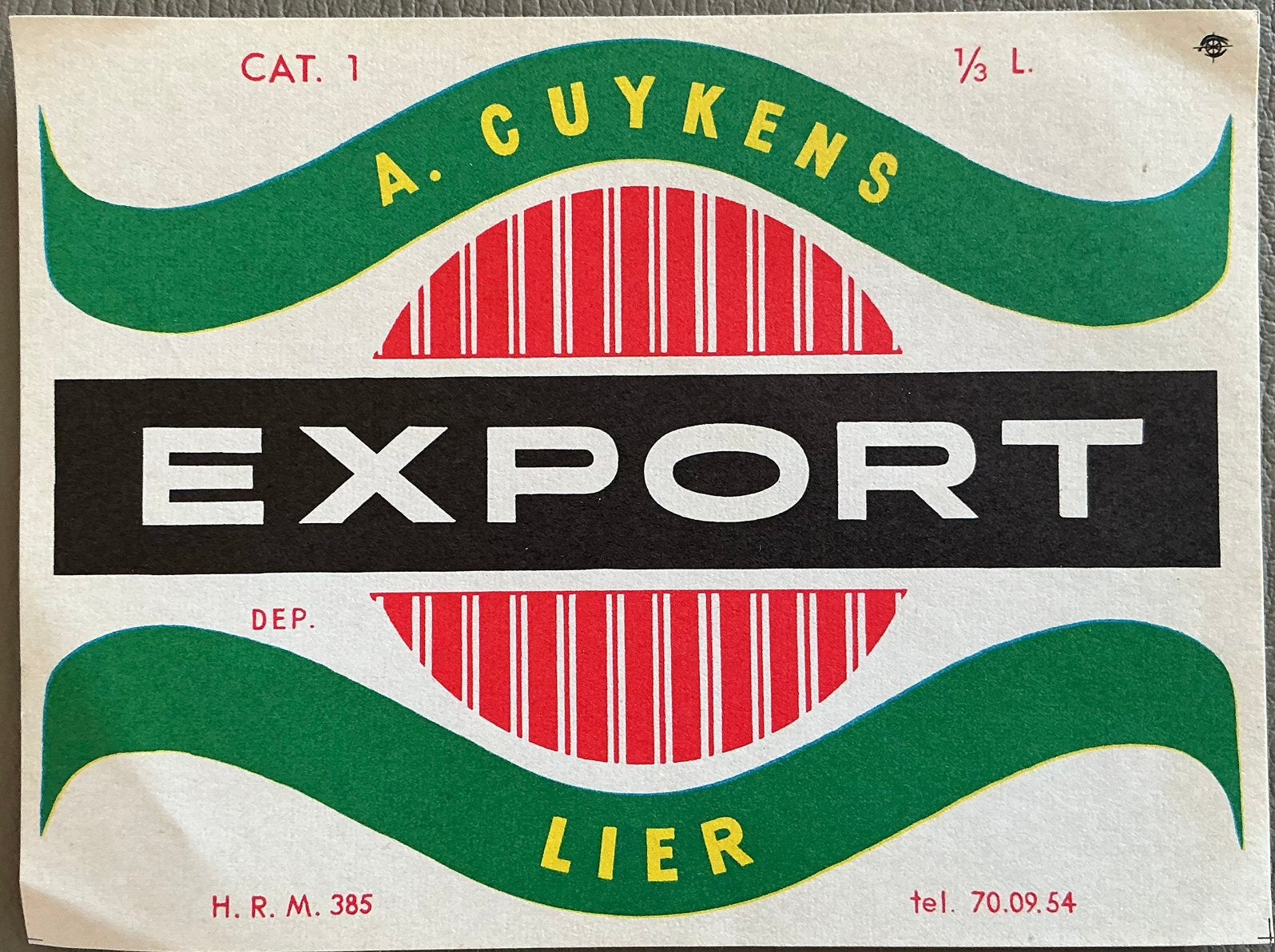 A.Étiquette pour cuyckens/export/lier/bière, Enlèvement ou Envoi, Comme neuf, Autres types