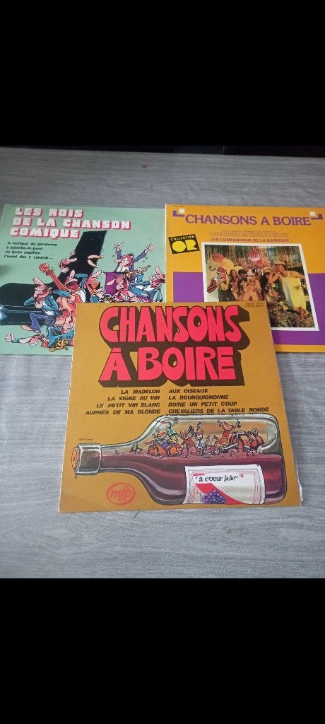 Lot de 3 vinyles 33 tours , titre, chansons à boire, Enlèvement, Utilisé