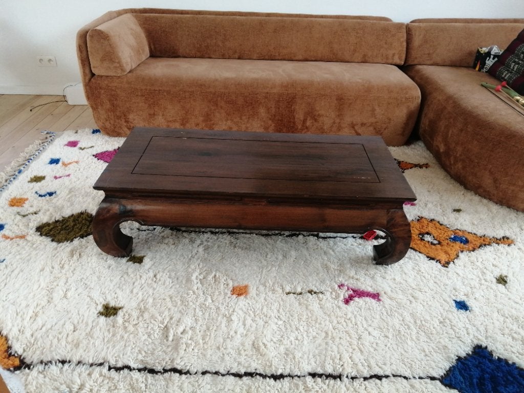 Table basse style Opium en bois massif – 120 x 60 cm, Maison & Meubles, Teck, 100 à 150 cm, Enlèvement, Utilisé